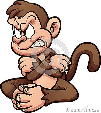 Angry cartoon m on key with crossed arms Vector Illustration