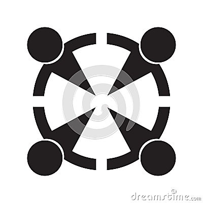 Simple teamwork logo with four people Vector Illustration