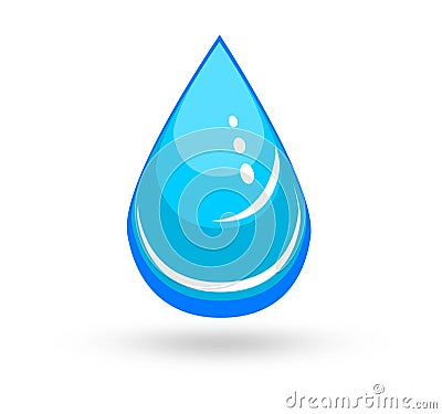 Vector illustration of a single blue shiny water drop Vector Illustration