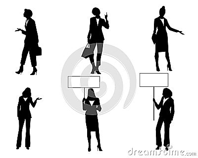 Six businesswomen in action Vector Illustration