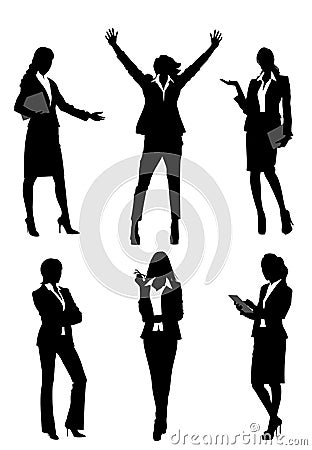 Six silhouettes businesswomen Vector Illustration