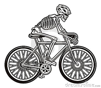 Vector illustration of a skeleton on the bicycle Vector Illustration