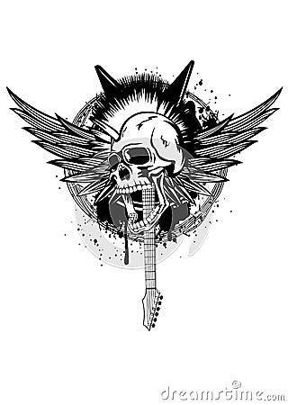 Head punk with wings Vector Illustration