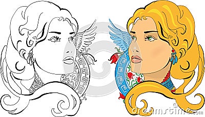 Vector illustration of Slavic Princess Vector Illustration