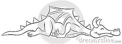 Sleeping cartoon dragon Vector Illustration