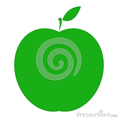 Vector of a sliced green apple. Icon of a fresh apple. Logo for juice green apple. Apple with a leaf and seeds Cartoon Illustration