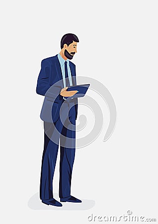 Vector illustration of smart businessman character. Vector Illustration