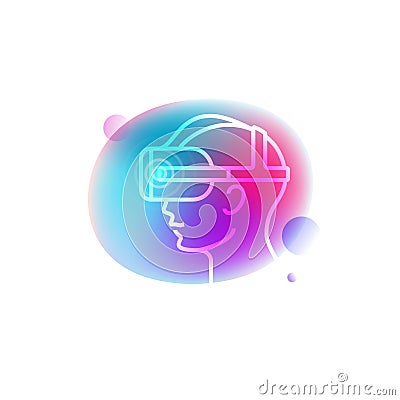 VR headset neon icon Vector Illustration