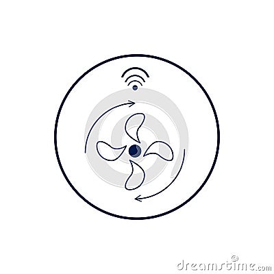 Smart home ventilation icon illustration. Fan with wi-fi symbol Vector Illustration