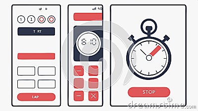 Smartphone timer app interface, digital timekeeping vector design Generative AI Vector Illustration