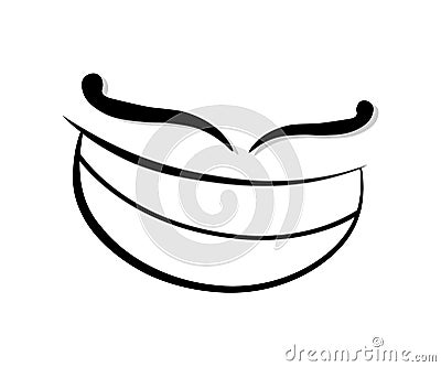 Vector illustration smile and mustache. lower face. teeth. cartoon illustration of a man`s mouth Cartoon Illustration
