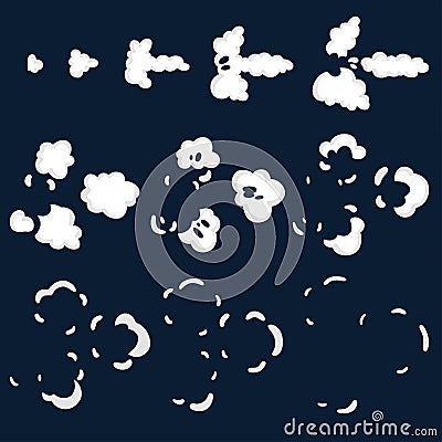 Vector illustration of smoke animation. Sprite explosion and smoke. Vector Illustration