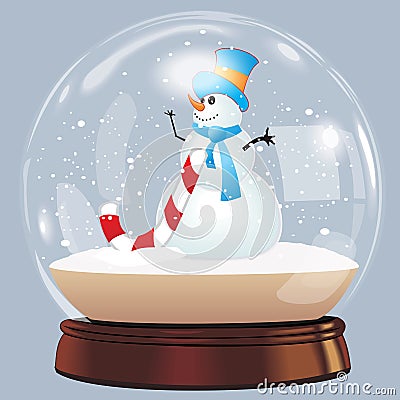 Vector illustration of snow globe ball realistic new year chrismas object isolated on white with shadow Vector Illustration