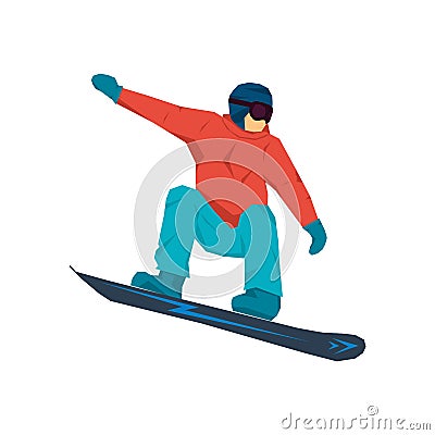 Vector illustration of snowboarder in jump Cartoon Illustration