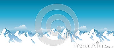 Vector illustration of snowcapped mountains Vector Illustration