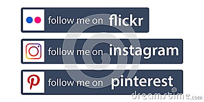 Follow us on instagram / pinterest Vector Illustration