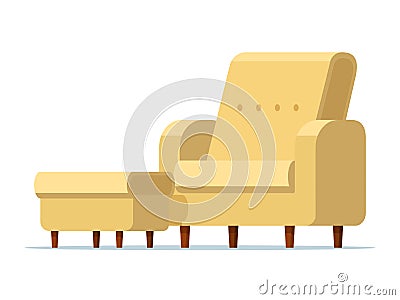 Vector illustration sofa chair with footstool Vector Illustration