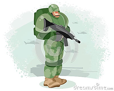 Soldier with a gun Vector Illustration