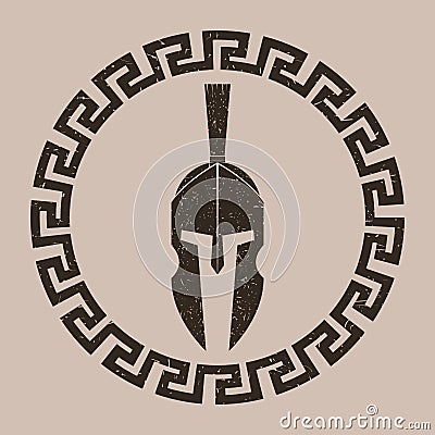 Vector illustration of spartan helmet. Textured. Isolated. Vector Illustration