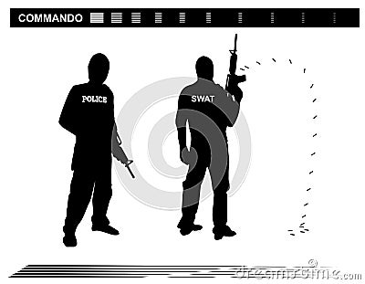 Vector illustration Special Forces SWAT Team Police Cartoon Illustration