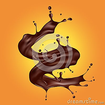 Vector illustration of a spiral splash of brown chocolate in a realistic style. Vector Illustration