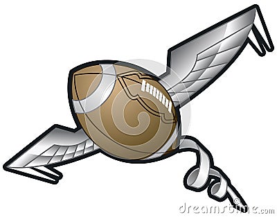 Vector Illustration of a Spiraling Football with Wings Vector Illustration