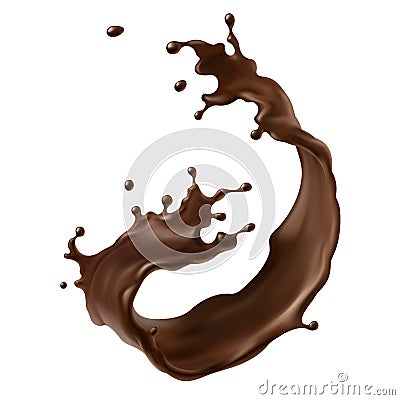 Vector illustration of a splash of brown chocolate in a realistic style. Vector Illustration