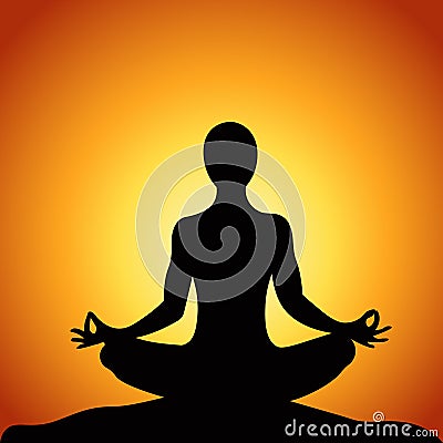 Vector illustration sport yoga sunset meditation on the nature logo web design Vector Illustration