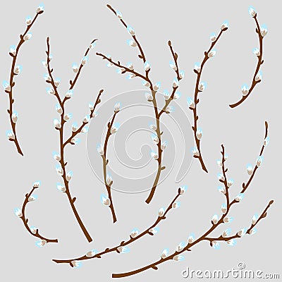 Vector illustration of spring willow patern Cartoon Illustration