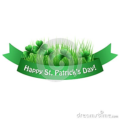 St Patricks Day Green clover banner Vector Illustration