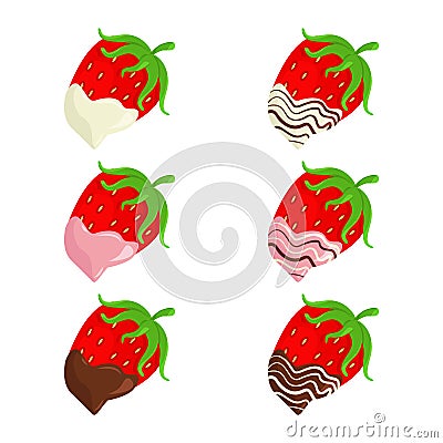 Vector Illustration with Strawberry in Chocolate Vector Illustration