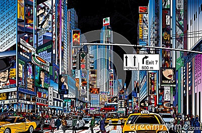 Street in New York city Vector Illustration