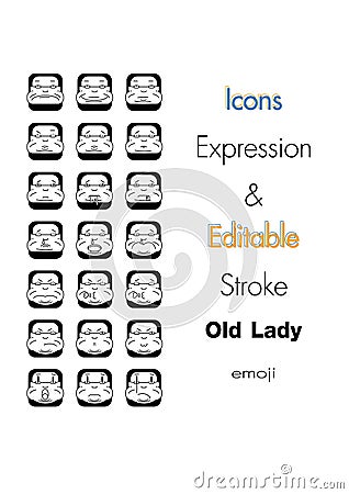 Vector illustration of stroke icons for Family Cartoon Illustration