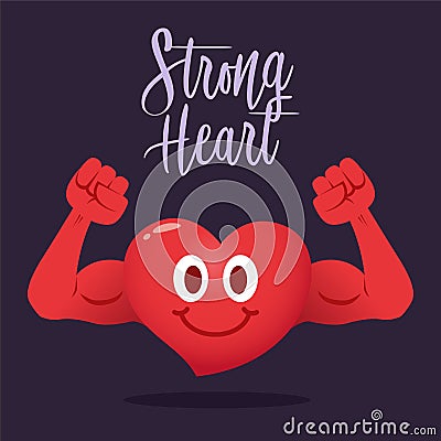 Strong Heart With Muscle Arm Vector Illustration