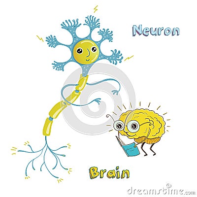 Illustration of neuron and brain Vector Illustration