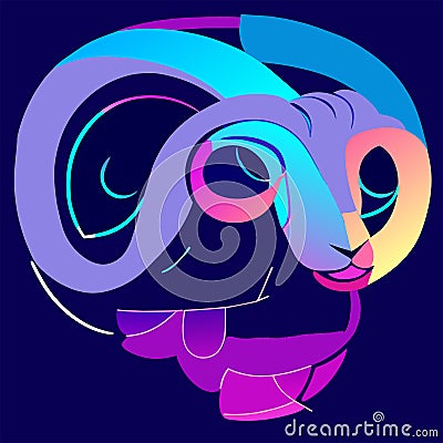 vector illustration of a stylized portrait of a goat with a blue background Generative AI Vector Illustration