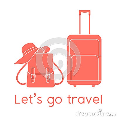 Vector illustration Suitcase Hat Backpack Travel Vector Illustration