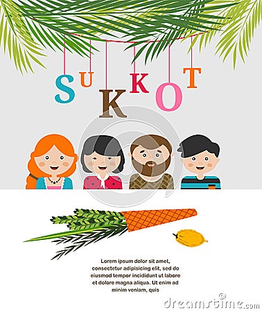 Vector illustration of a Sukkah decorated with ornaments for the Jewish Holiday Sukkot Vector Illustration