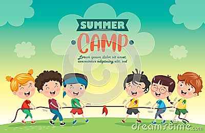 Vector Illustration Of Summer Camp Kids Vector Illustration