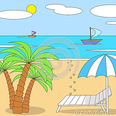 Vector illustration. Summer vacation on the beach. Vector Illustration