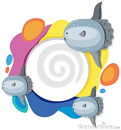 Sunfish and multicolor surrounding a blank space Vector Illustration