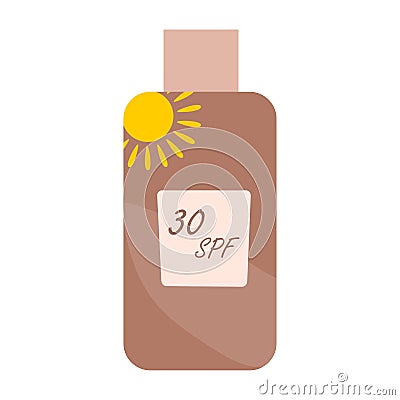 Vector illustration of sunscreen body balm with 30 spf.Sunscreen, sun protection for summer holidays Vector Illustration