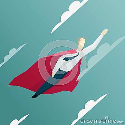 Vector illustration of Superhero businessman is flying Vector Illustration