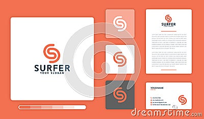 Vector Illustration Surfer Logo Design Vector Illustration