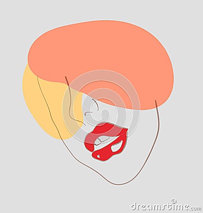 Vector illustration of a Surreal woman with red lips Vector Illustration