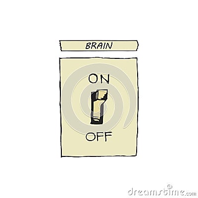 Vector illustration of a switch that turns on and off the brains Cartoon Illustration