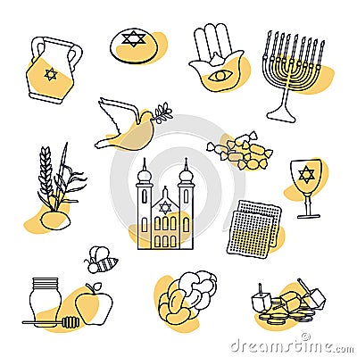 Jewish Holiday Israel Religious Judaism Jew Belief Vector Illustration