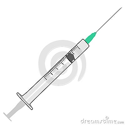 Vector illustration of a syringe with a needle medical instrument plastic for medicines vaccination of people and Vector Illustration