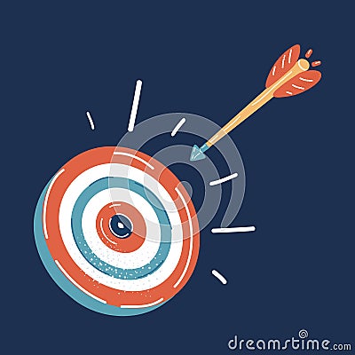 Vector illustration of Target and arrow over dark backround Vector Illustration