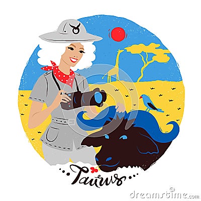 Vector illustration of Taurus zodiac sign. Vector Illustration